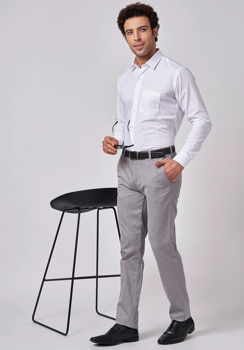 Grey Regular Fit Cotton Trouser - Image 5