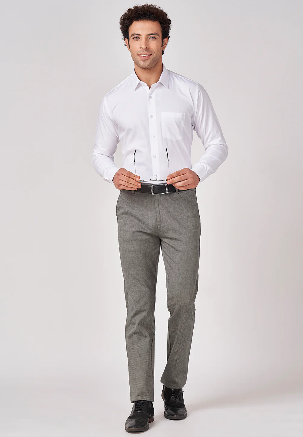 Grey Regular Fit Cotton Trouser - Image 3