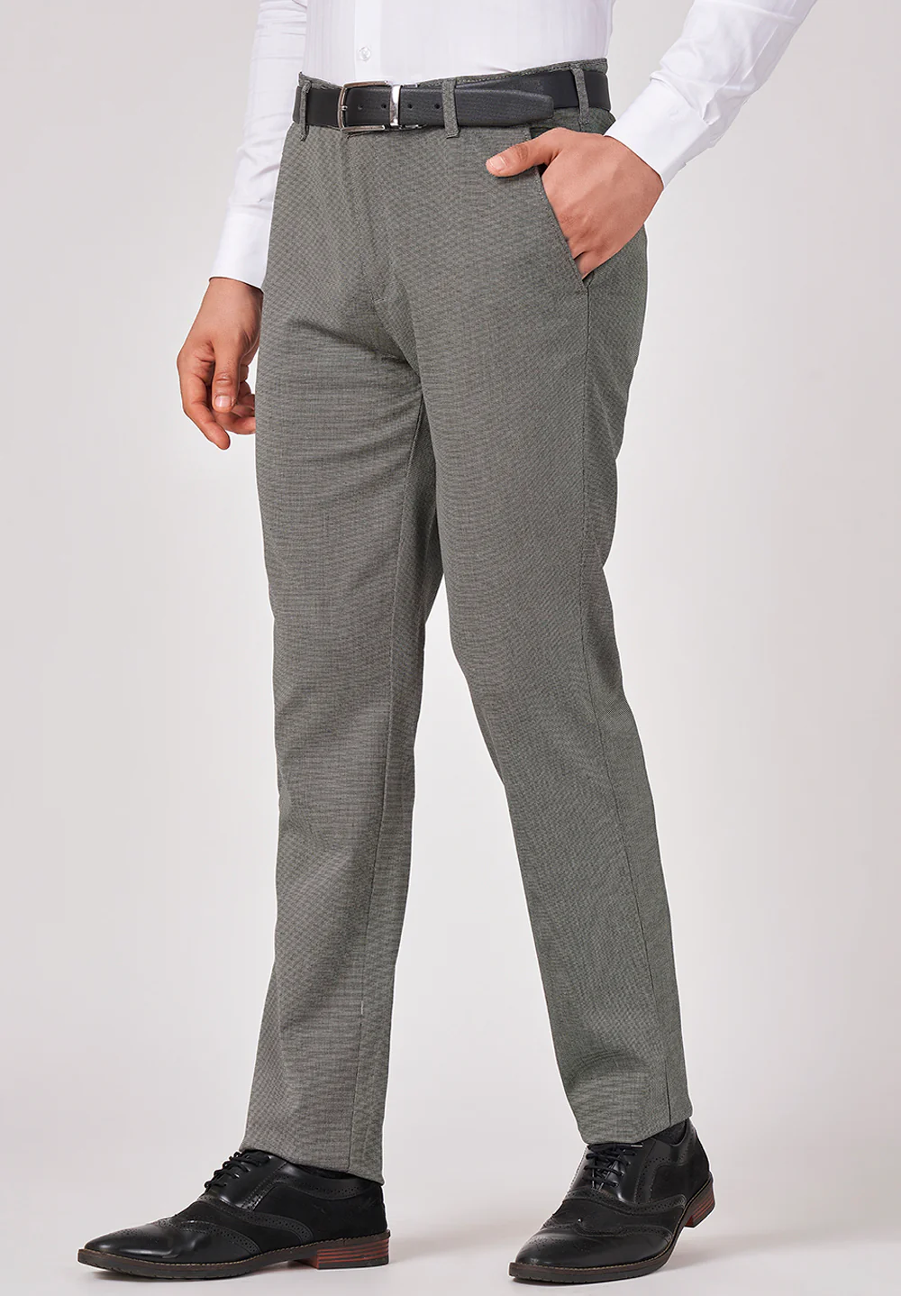Grey Regular Fit Cotton Trouser - Image 4