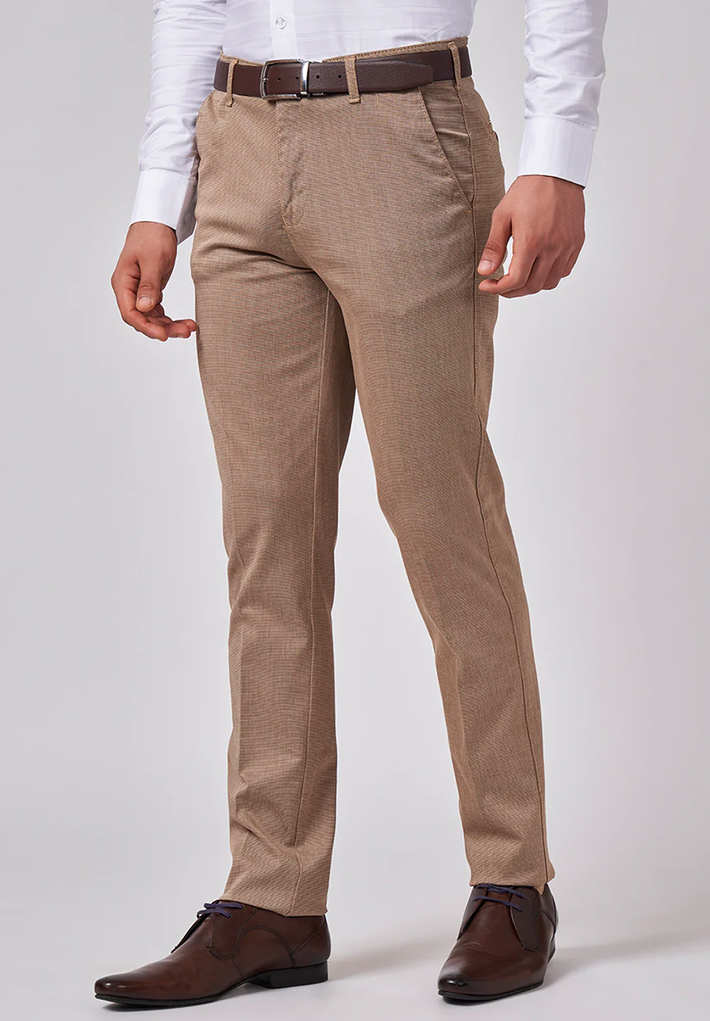 Brown Narrow Fit Cotton Trouser - Image 3