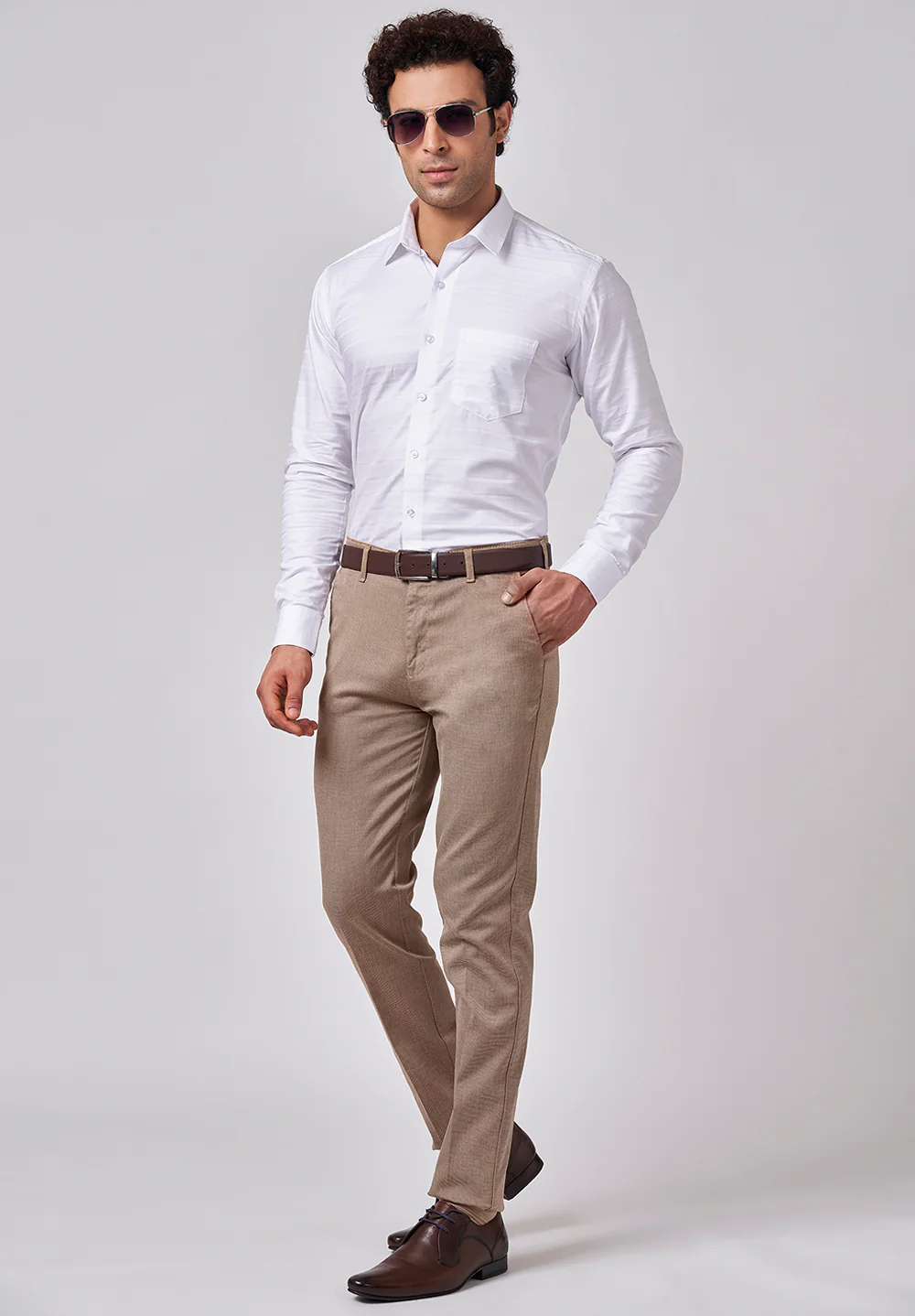 Brown Narrow Fit Cotton Trouser - Image 5