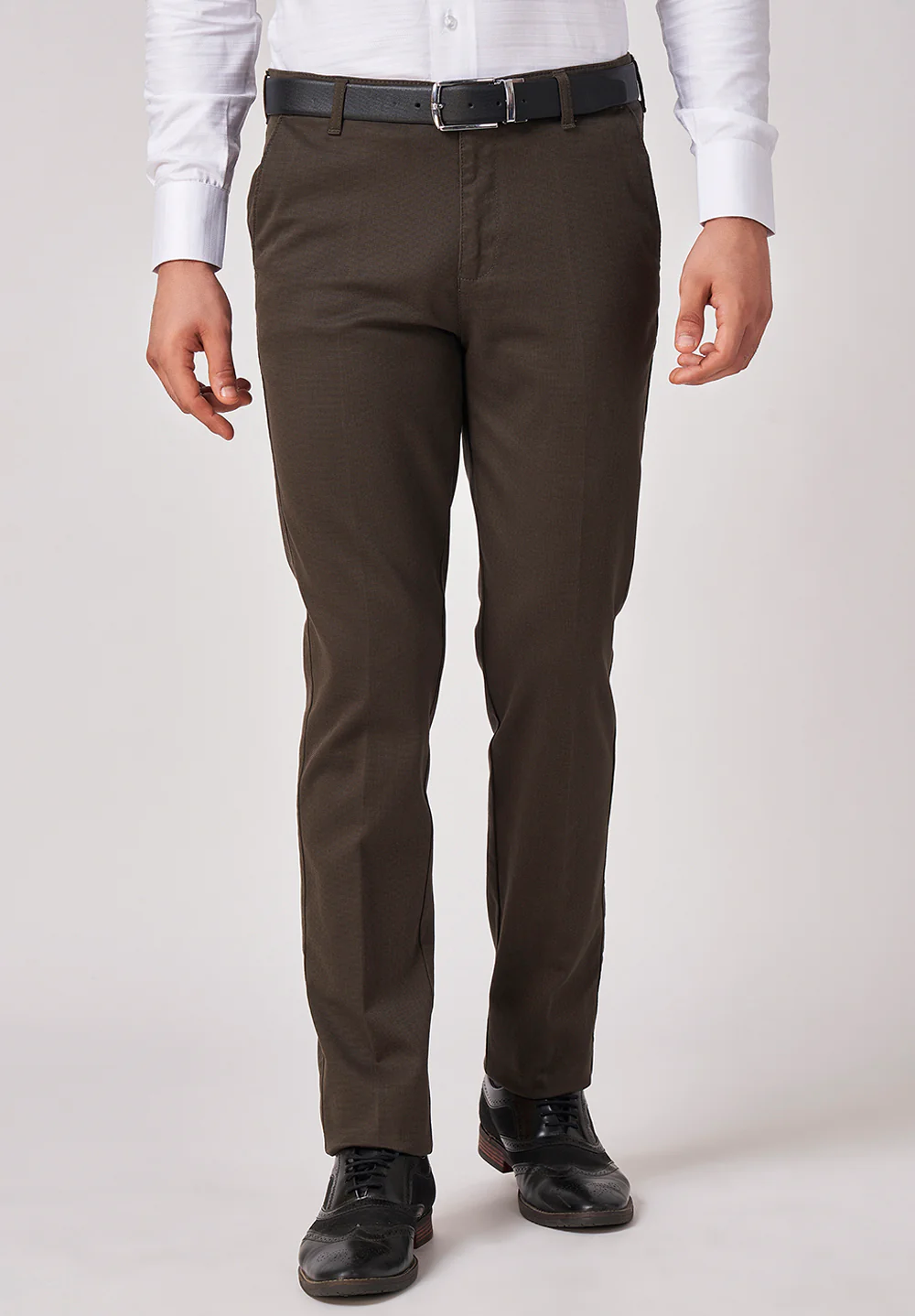 Green Narrow Fit Cotton Trouser