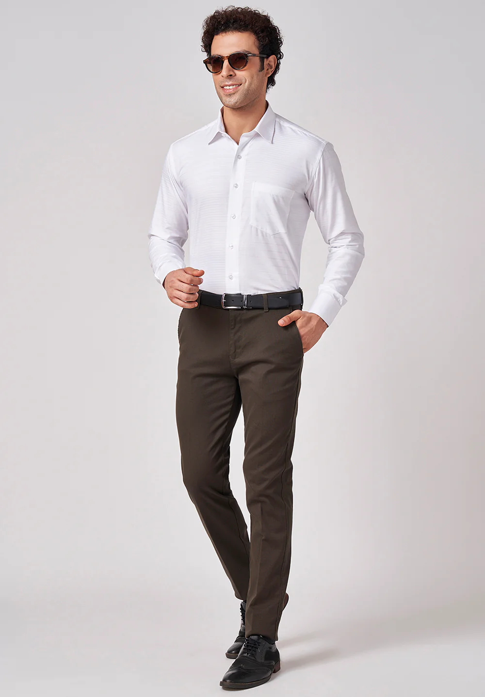 Green Narrow Fit Cotton Trouser - Image 3