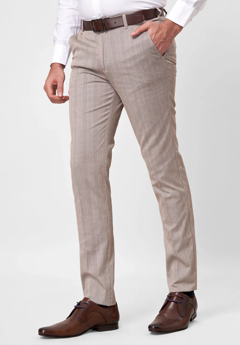 Beige Narrow Fit Cotton Trouser - Image 3