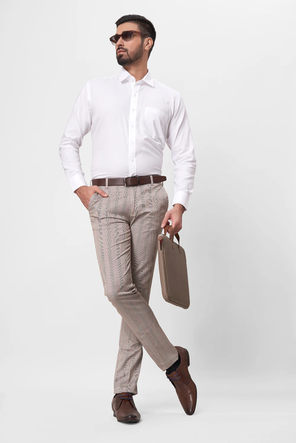 Beige Narrow Fit Cotton Trouser - Image 5