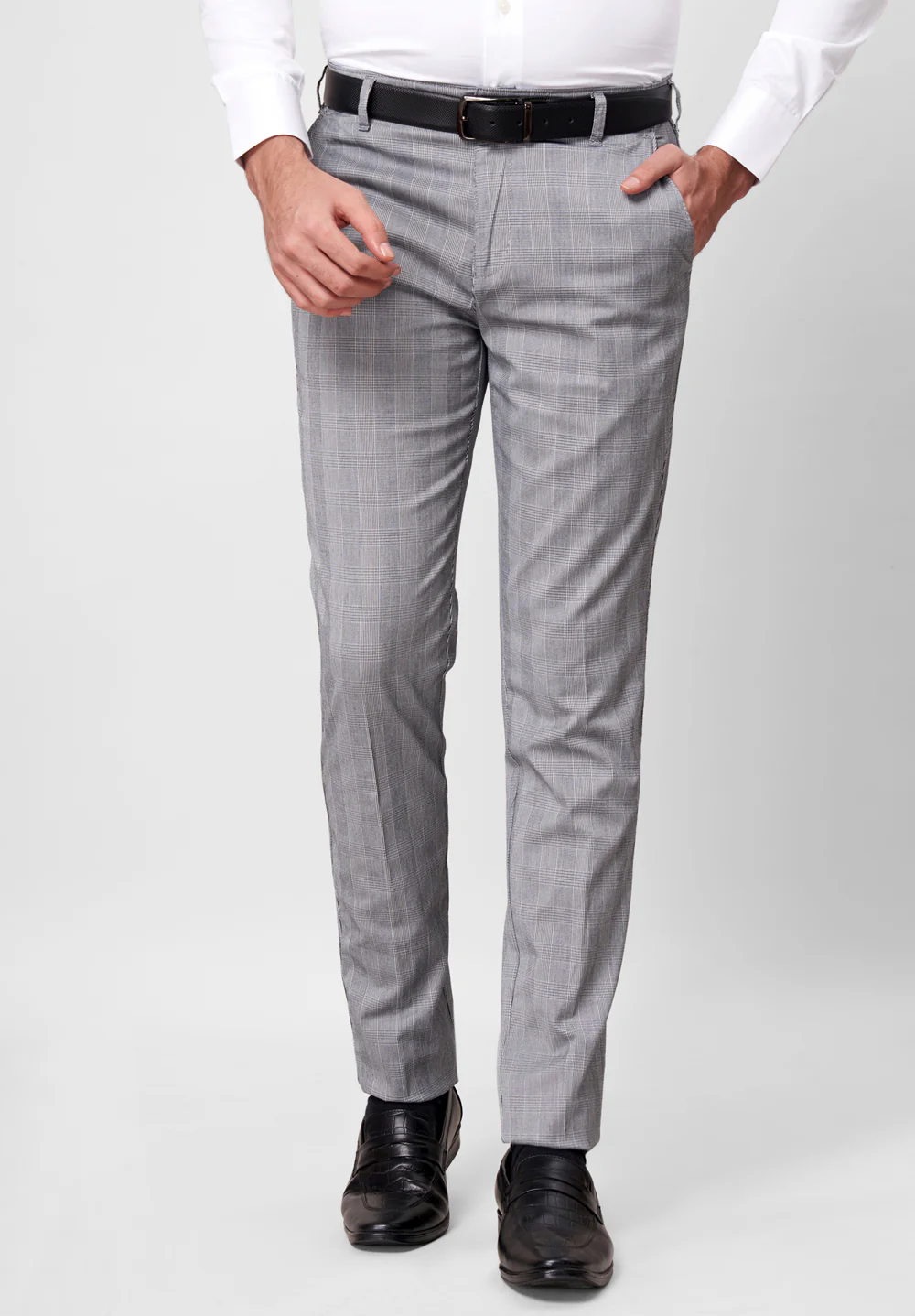Grey Narrow Fit Cotton Trouser