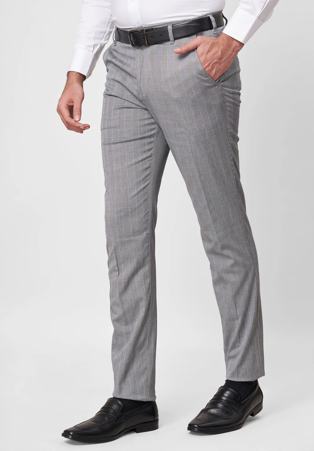 Grey Narrow Fit Cotton Trouser - Image 2
