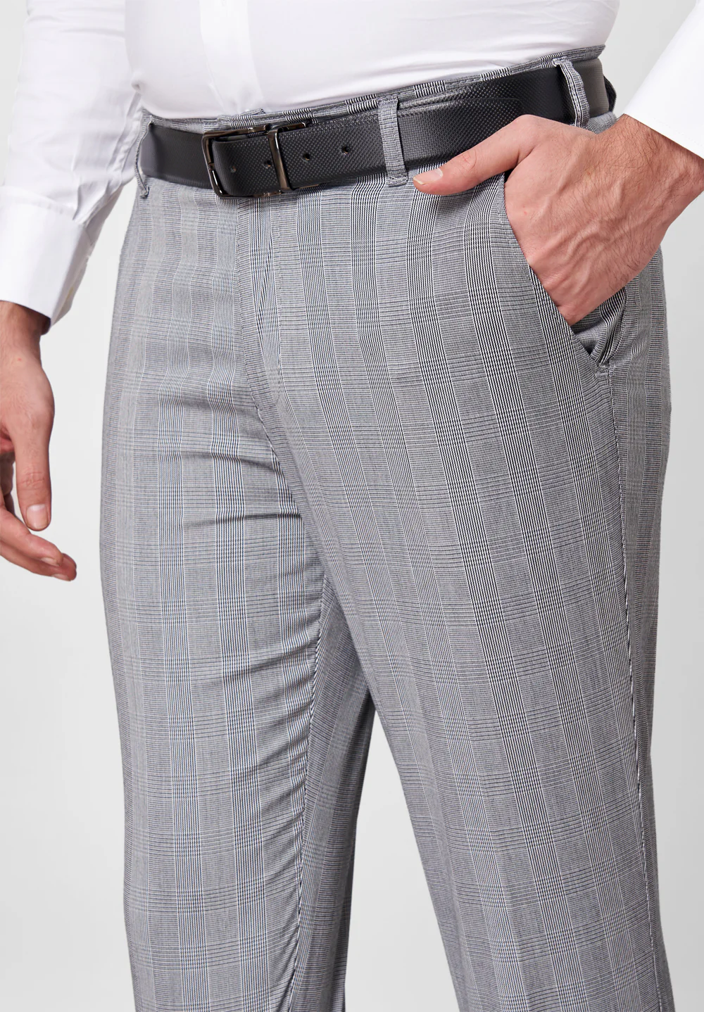 Grey Narrow Fit Cotton Trouser - Image 3