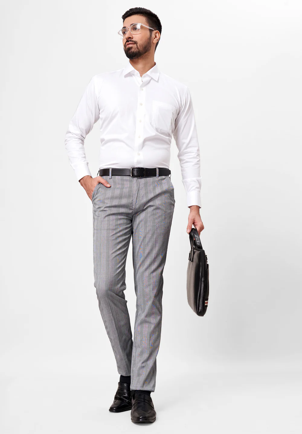 Grey Narrow Fit Cotton Trouser - Image 4
