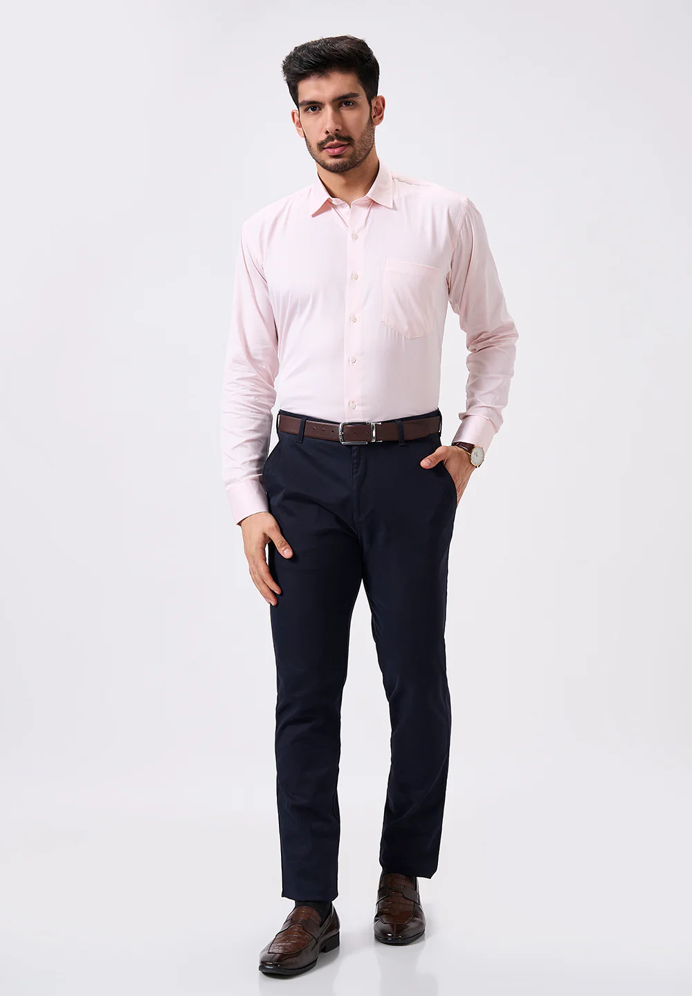 Men Peach Regular Fit Formal Shirt - Image 5
