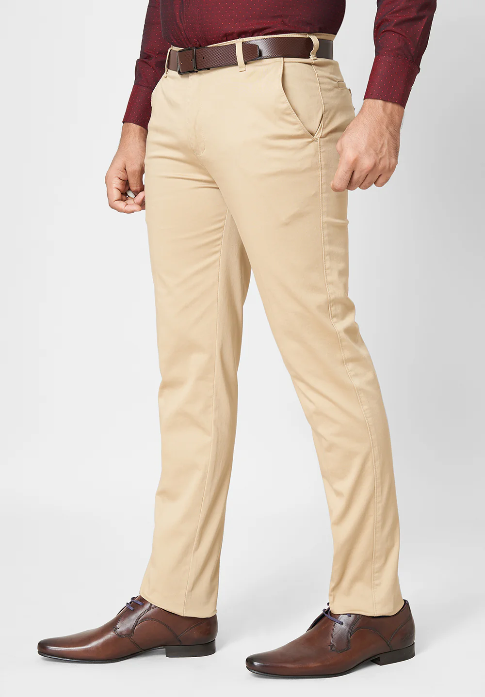 Brown Narrow Fit Cotton Trouser - Image 4