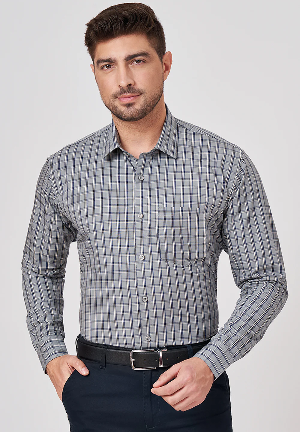 Men Grey Formal Slim Fit Shirt