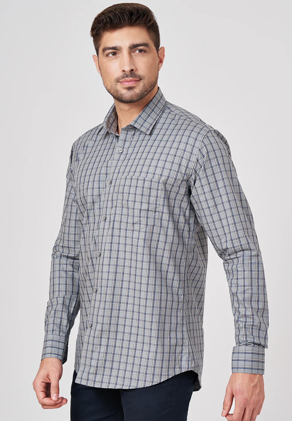 Men Grey Formal Slim Fit Shirt - Image 2