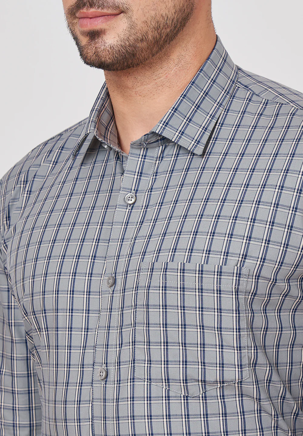 Men Grey Formal Slim Fit Shirt - Image 4