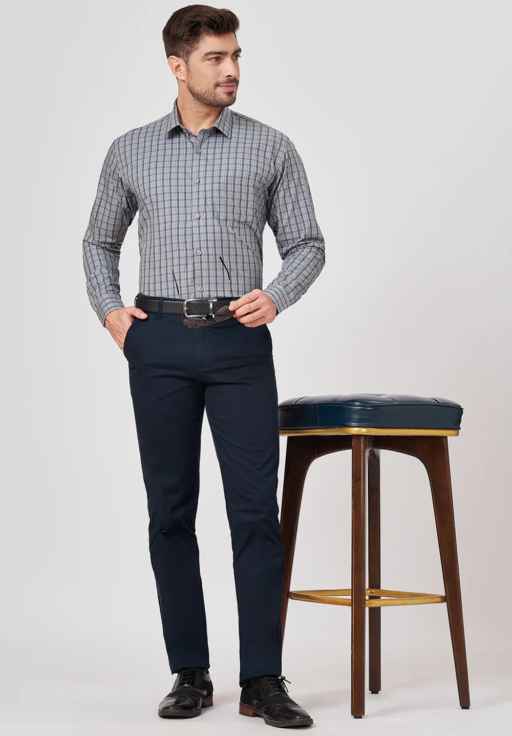 Men Grey Formal Slim Fit Shirt - Image 5
