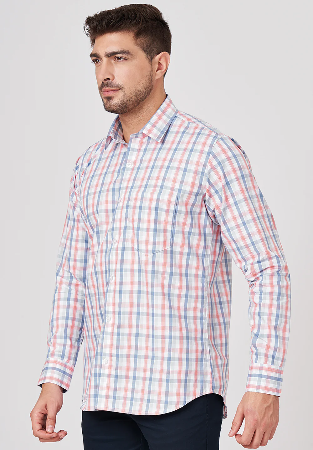 Men Red Slim Fit Formal Shirt - Image 2