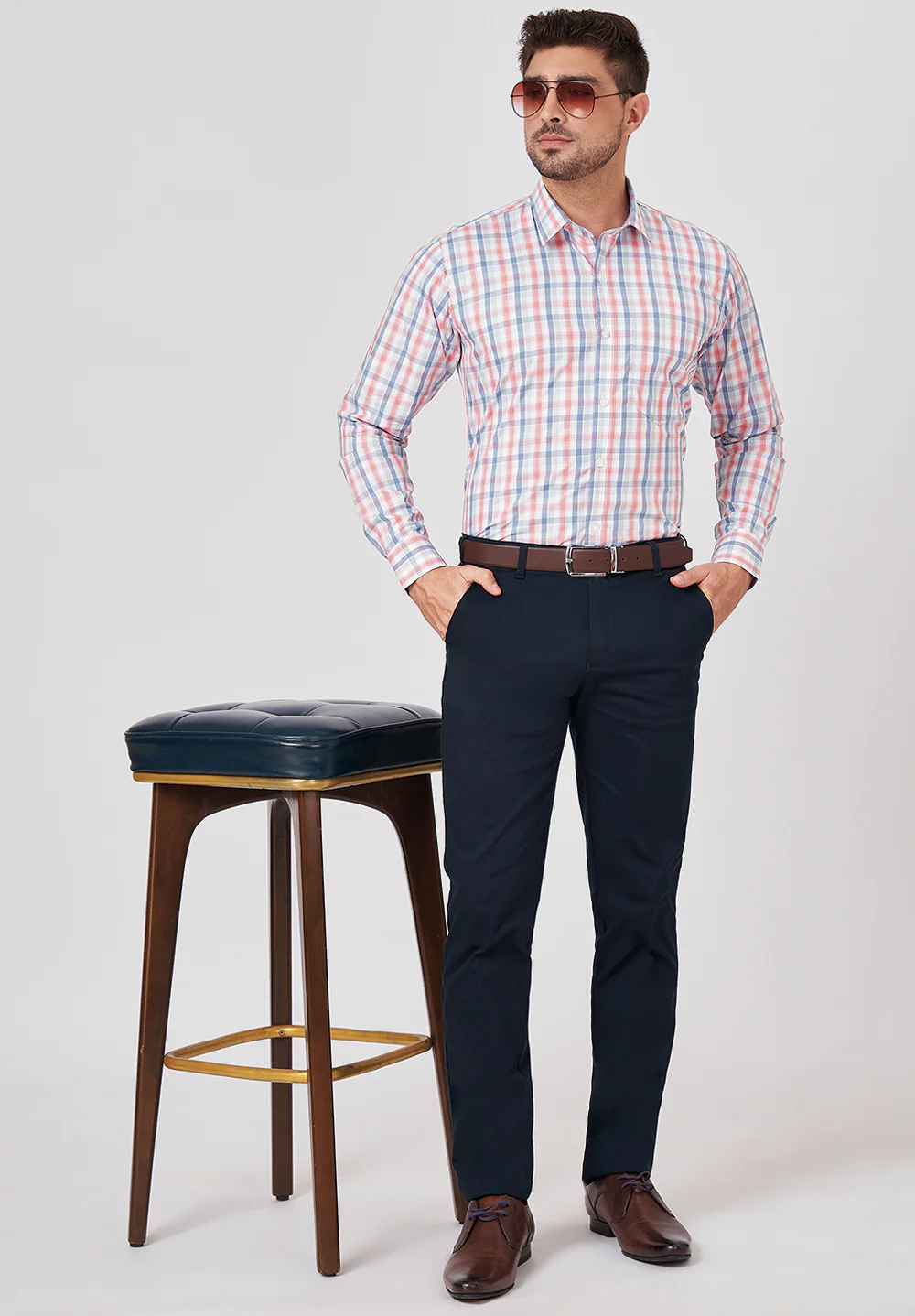 Men Red Slim Fit Formal Shirt - Image 5