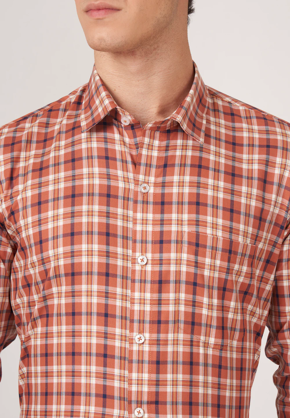 Men Red Slim Fit Formal Shirt - Image 4