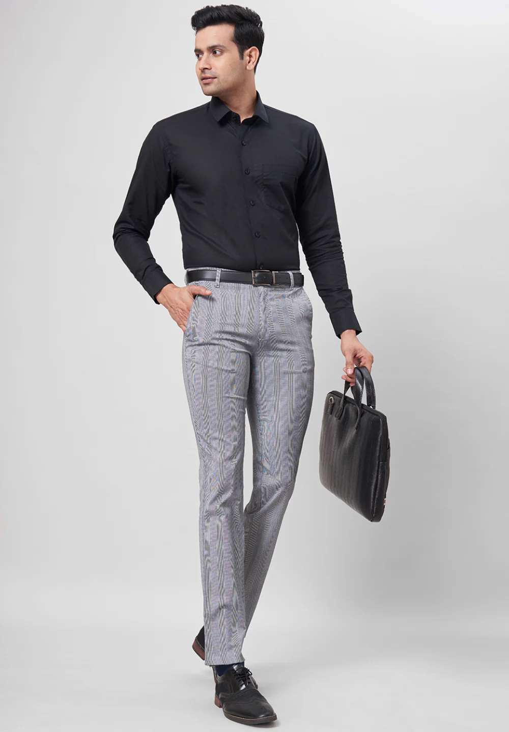 Grey Regular Fit Cotton Trouser - Image 5