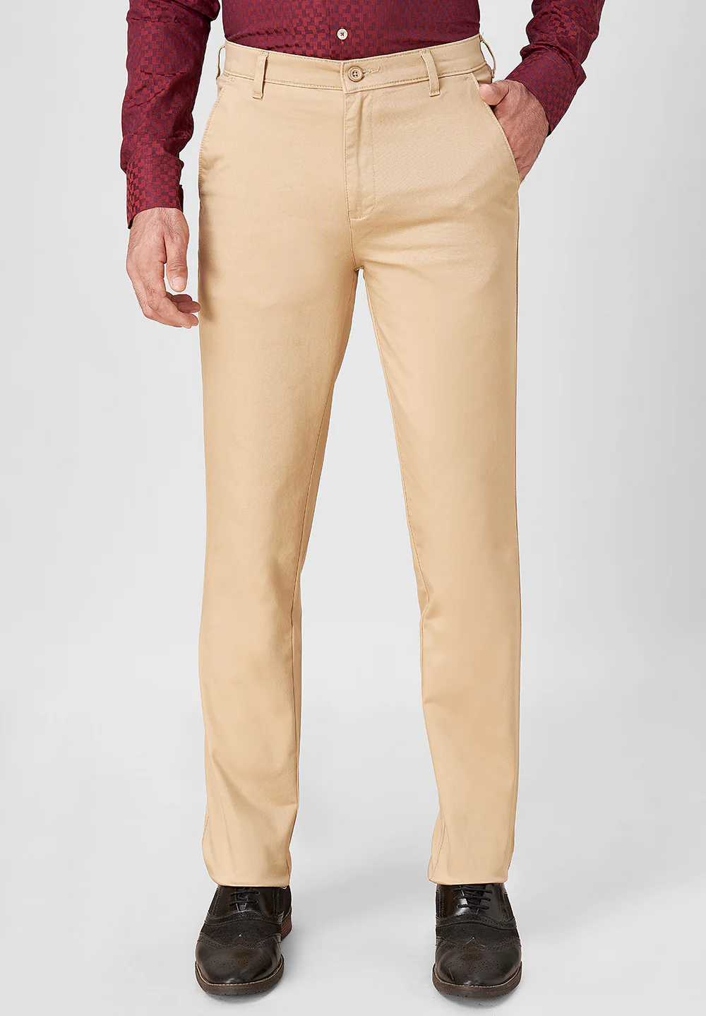 Brown Regular Fit Cotton Trouser