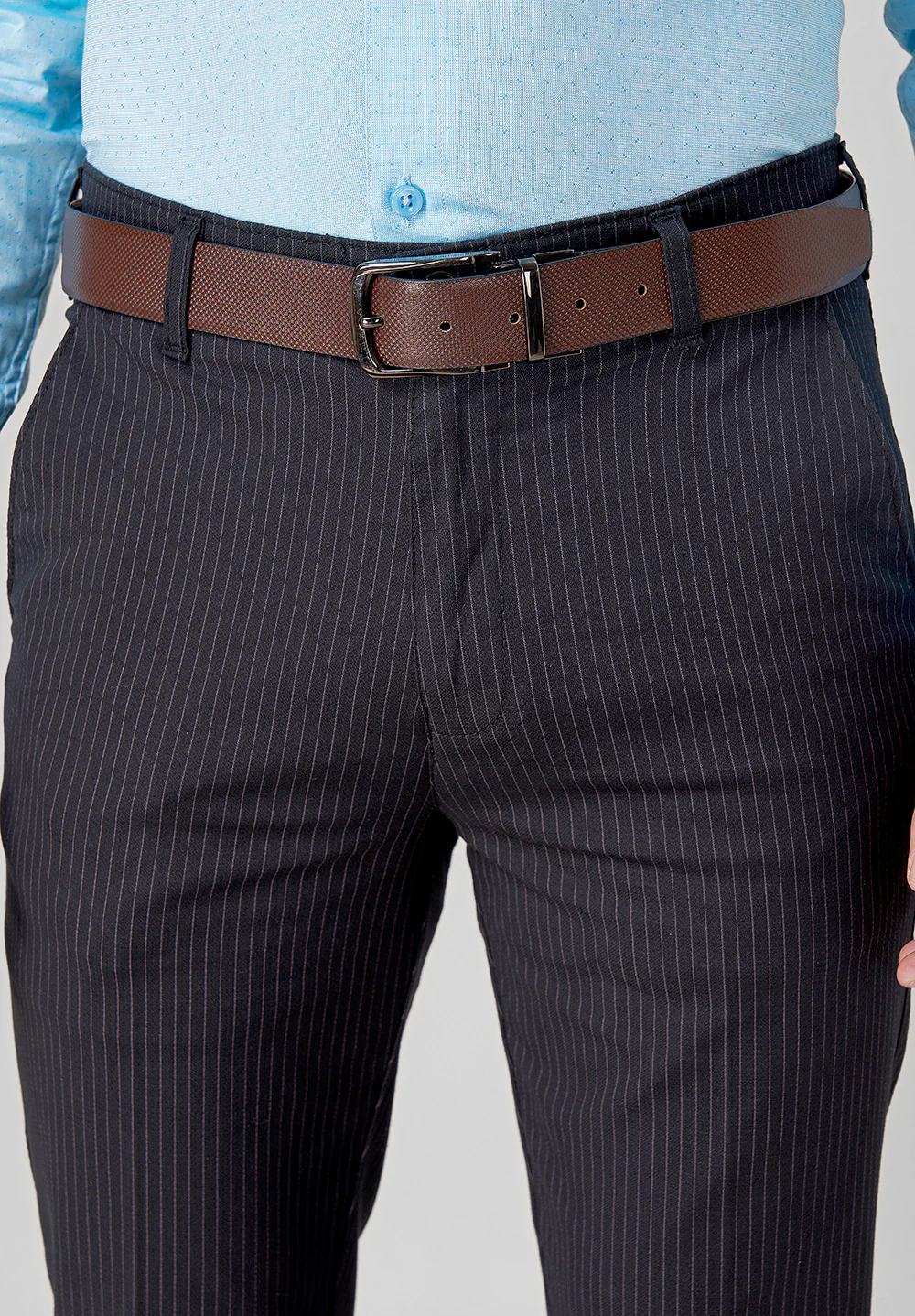 Black Narrow Fit Cotton Trouser - Image 3