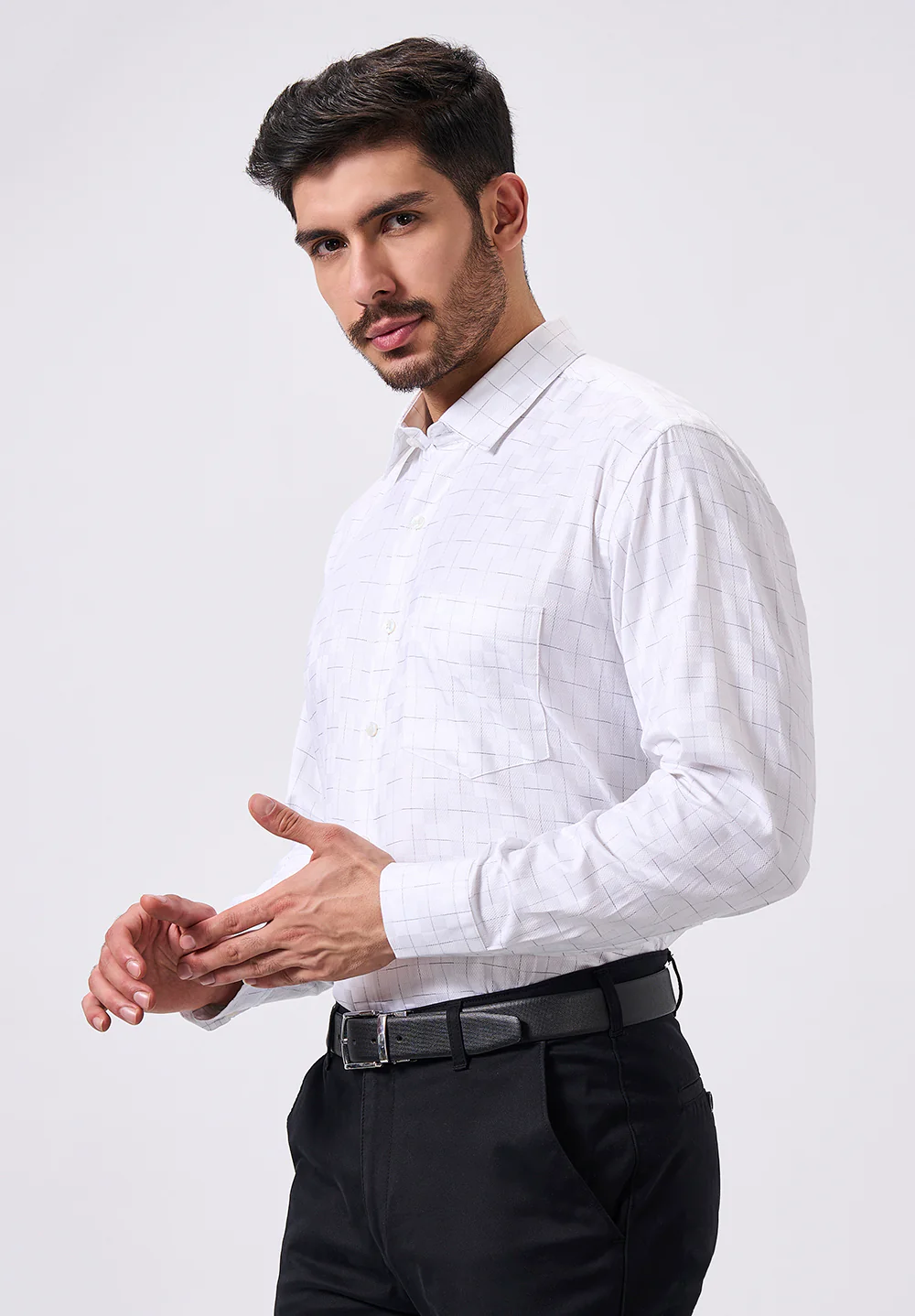 Men White Regular Fit Formal Shirt - Image 3