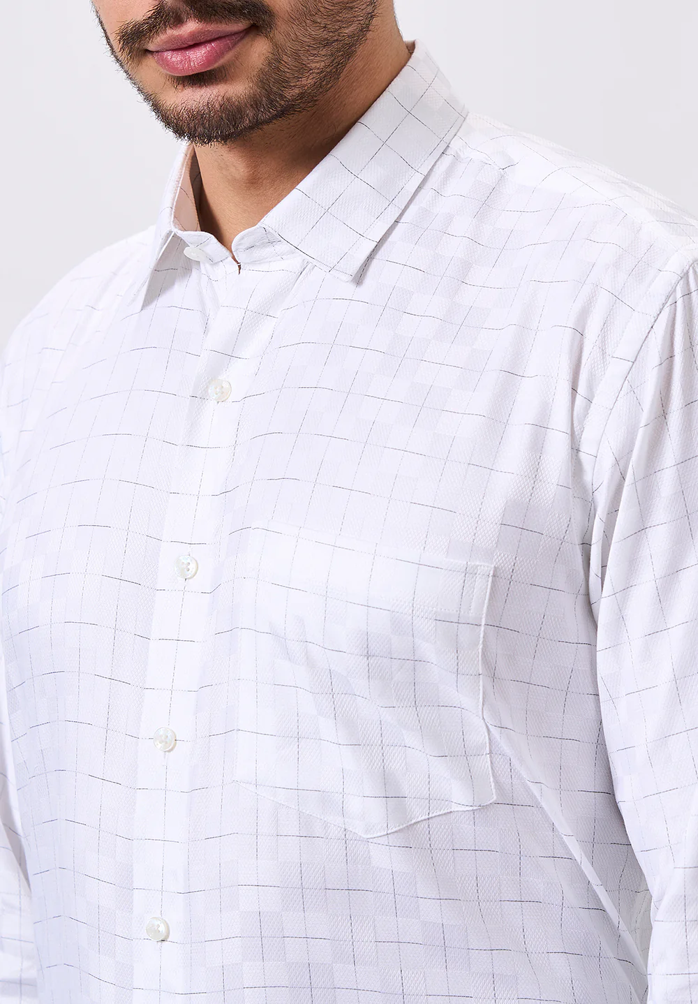 Men White Regular Fit Formal Shirt - Image 4