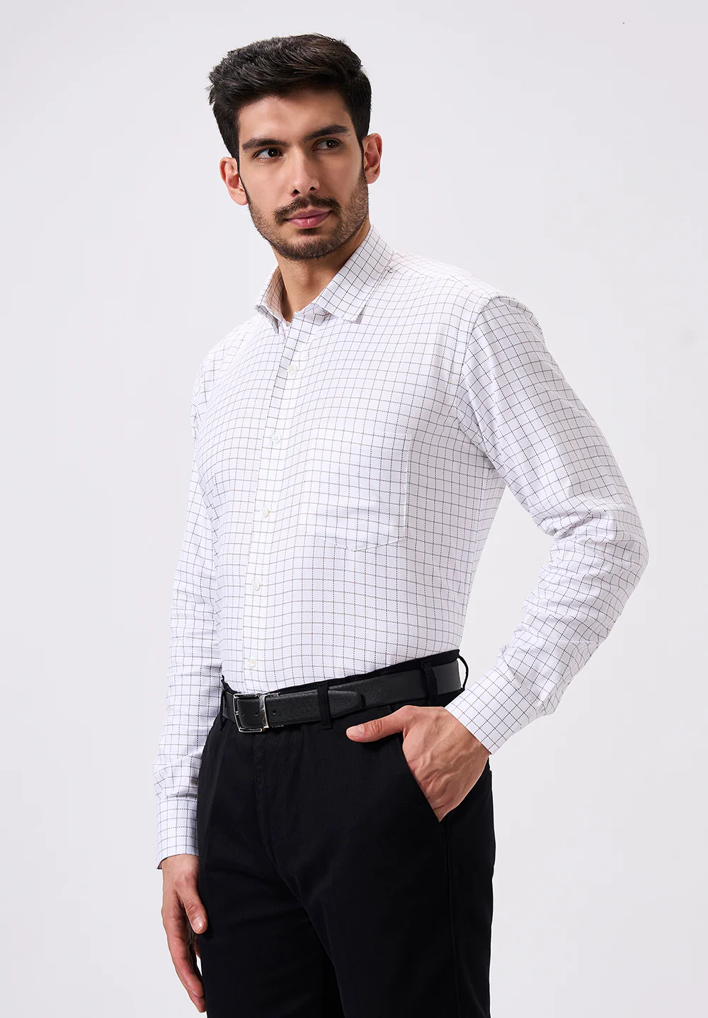 Men White Regular Fit Formal Shirt - Image 3