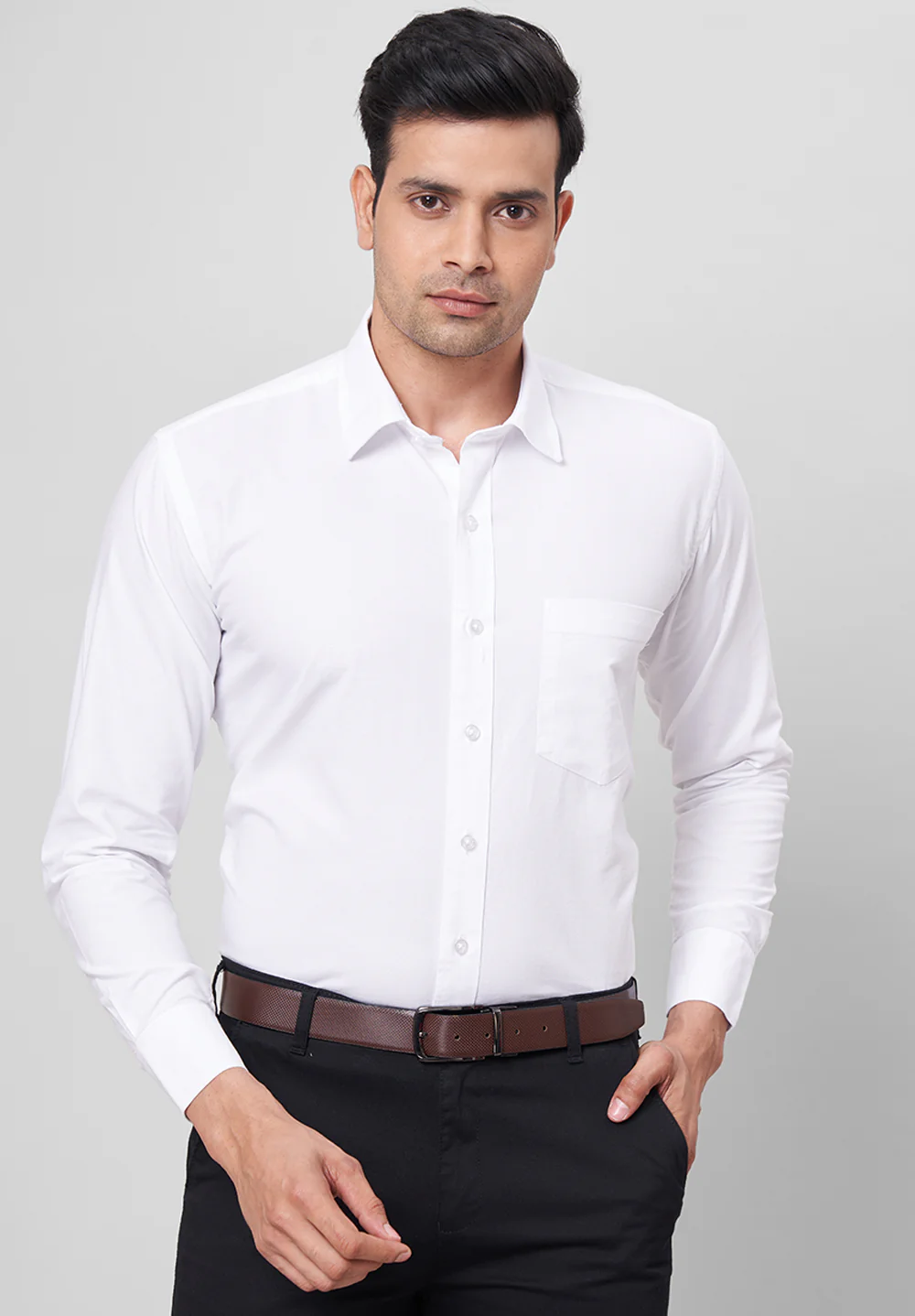 Men White Regular Fit Formal Shirt