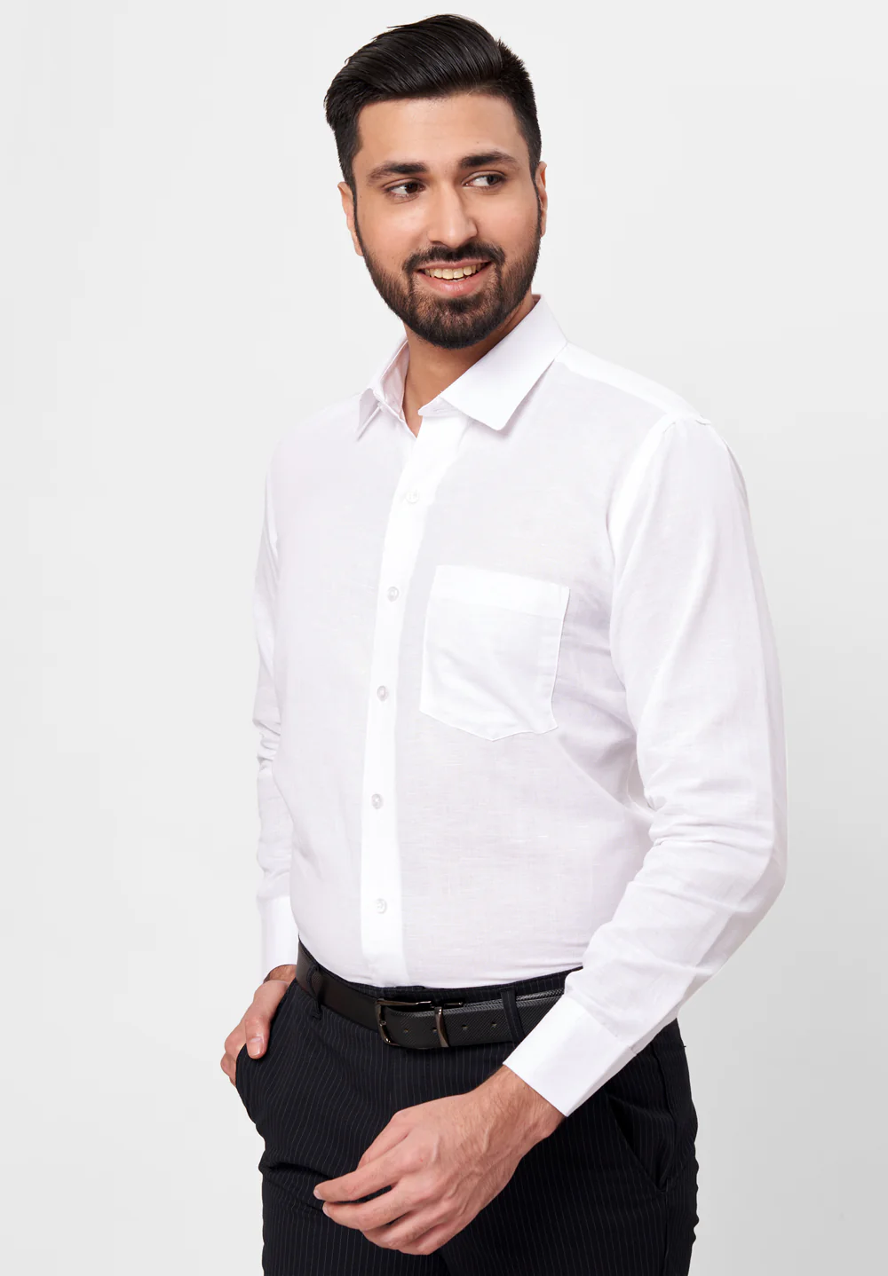 Men White Regular Fit Formal Shirt - Image 3