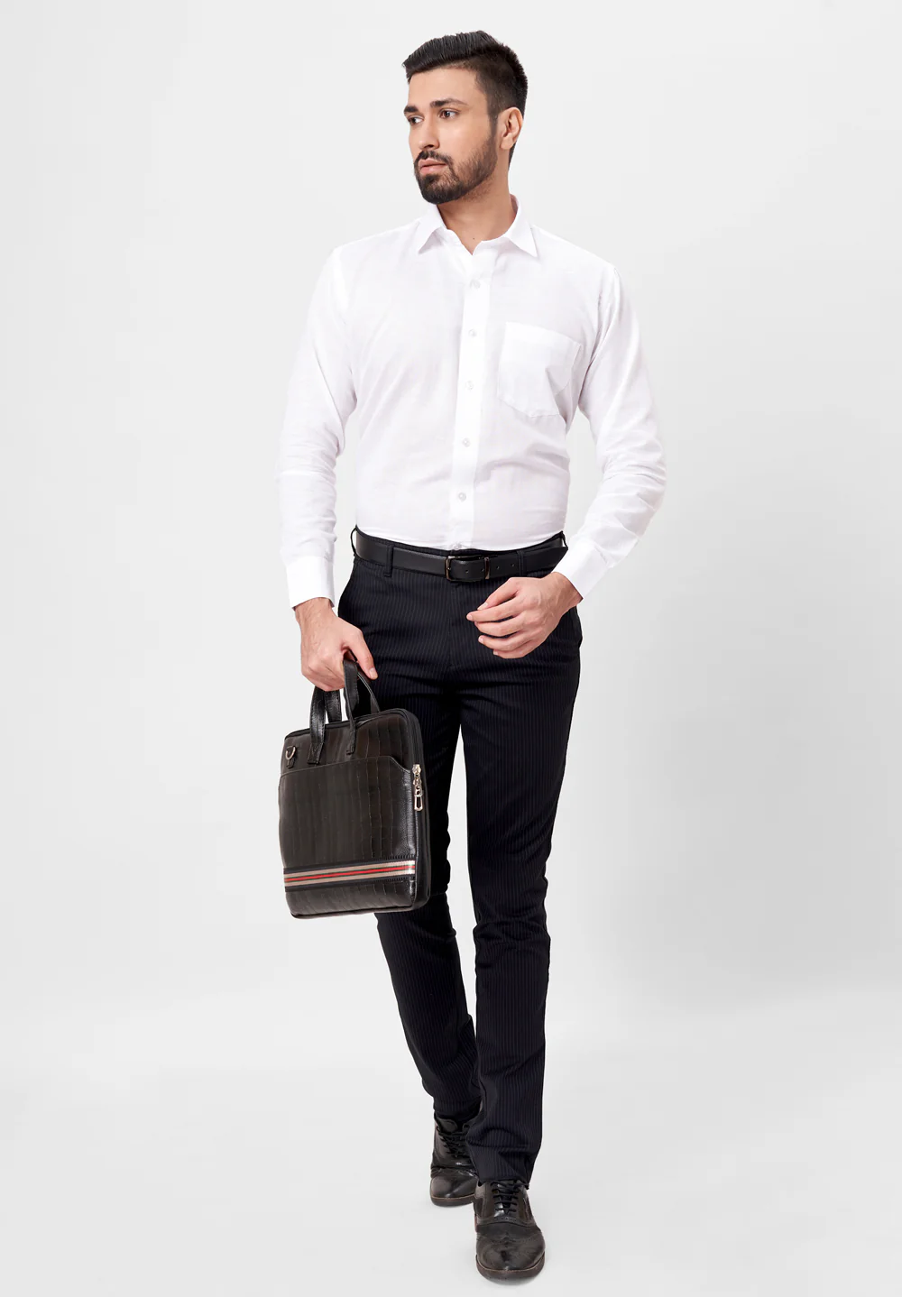 Men White Regular Fit Formal Shirt - Image 5
