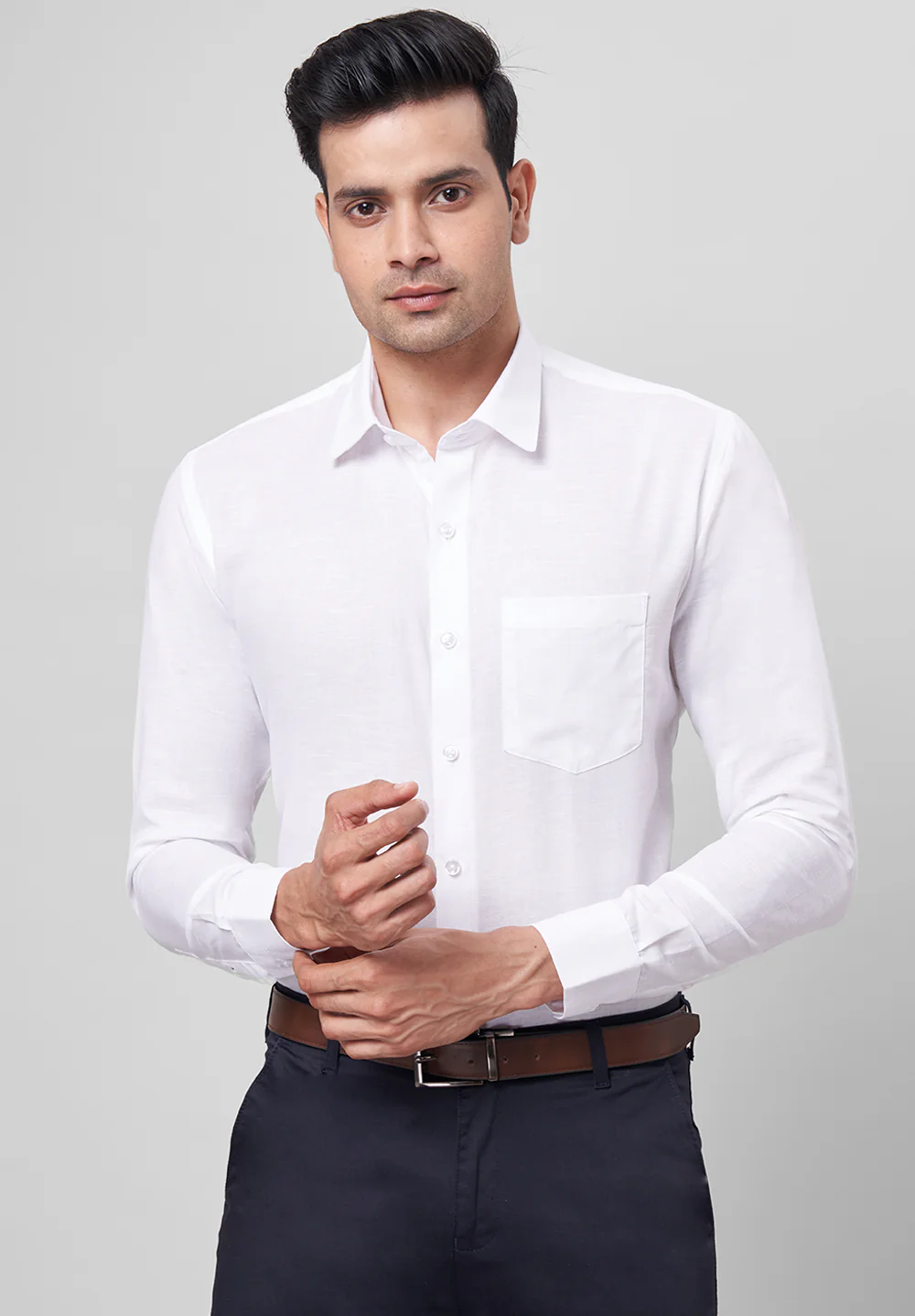 Men White Slim Fit Formal Shirt