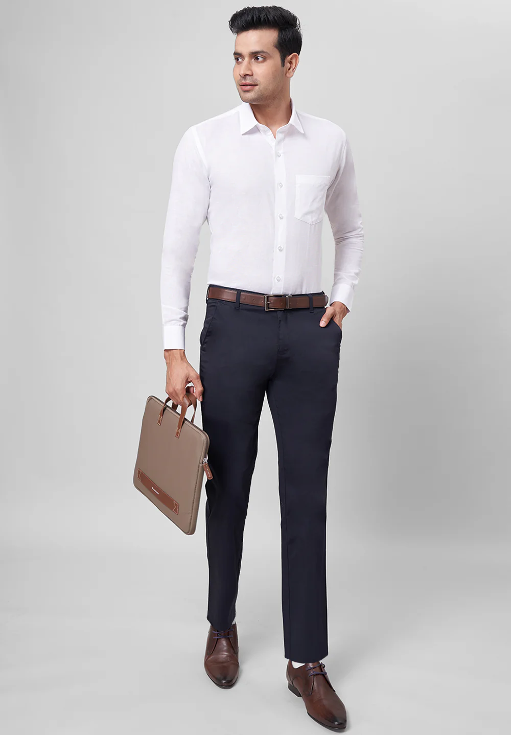 Men White Slim Fit Formal Shirt - Image 5