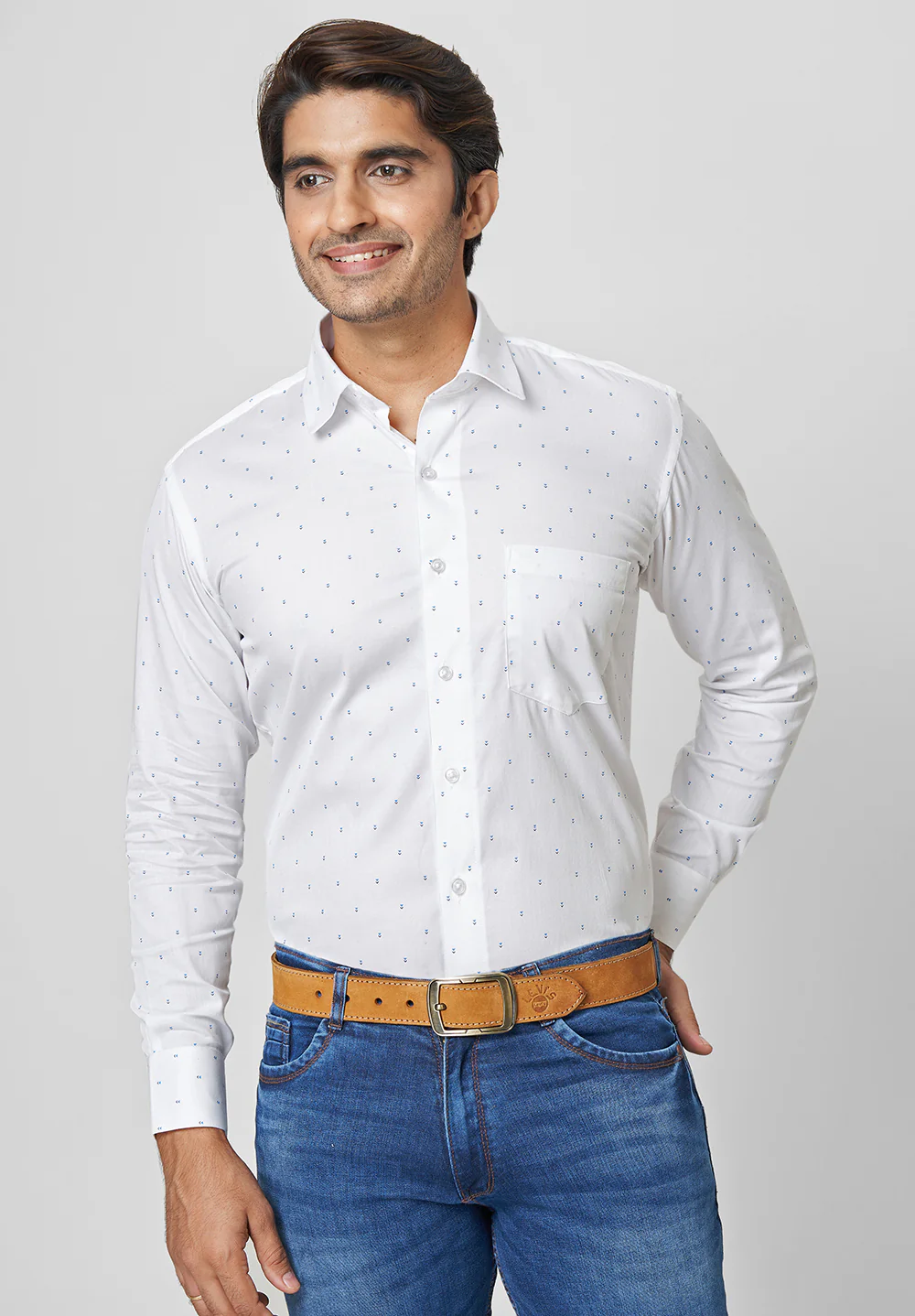 Men White Smart Fit Formal Shirt