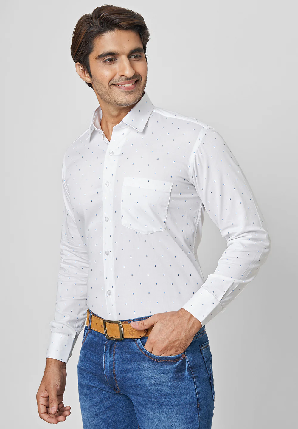 Men White Smart Fit Formal Shirt - Image 2