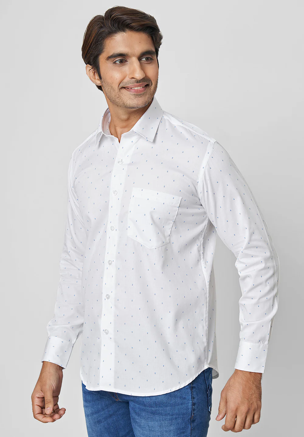 Men White Smart Fit Formal Shirt - Image 3