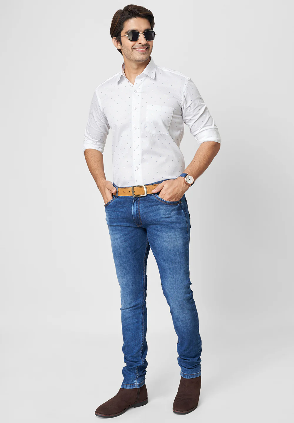 Men White Smart Fit Formal Shirt - Image 4