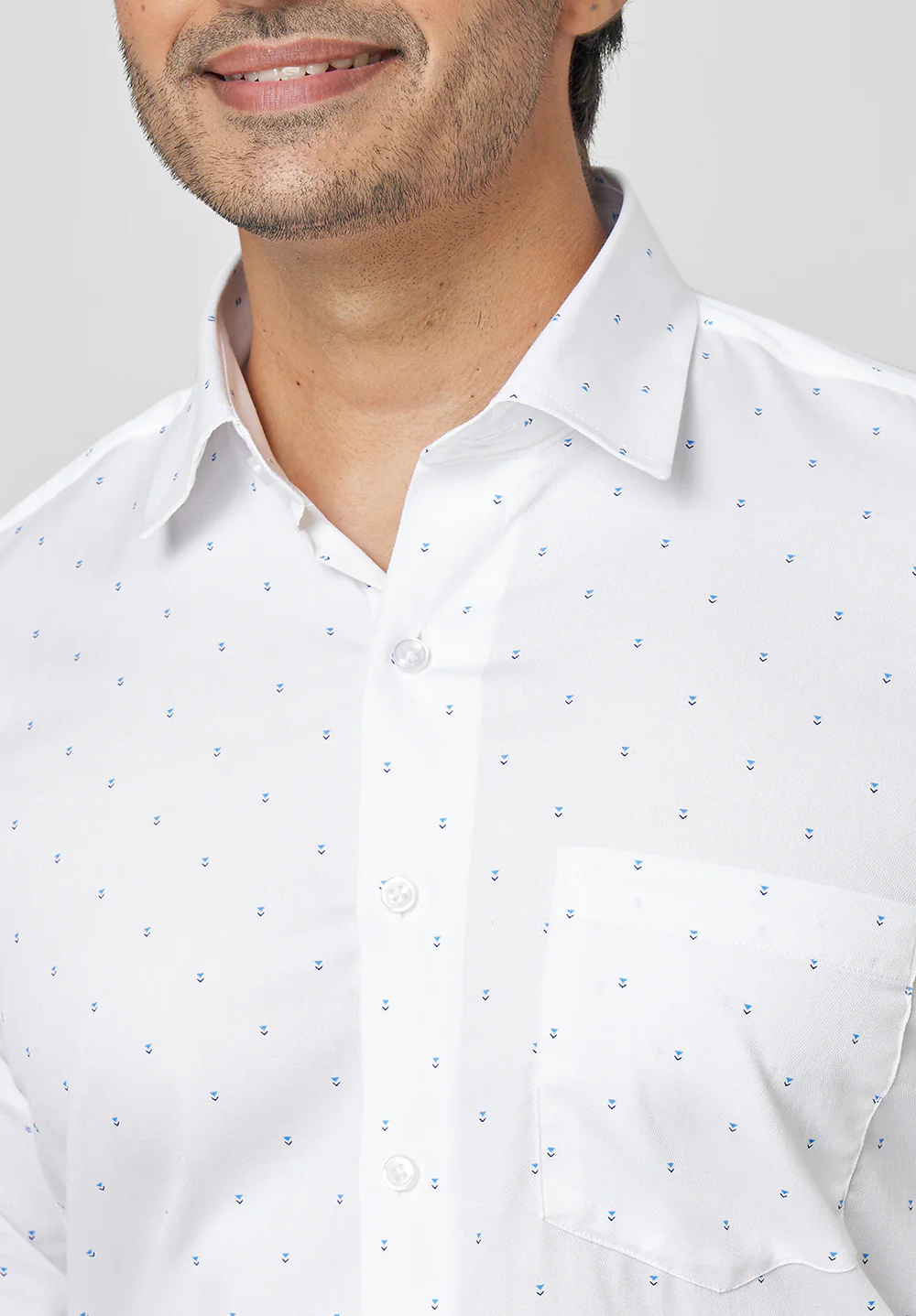 Men White Smart Fit Formal Shirt - Image 6