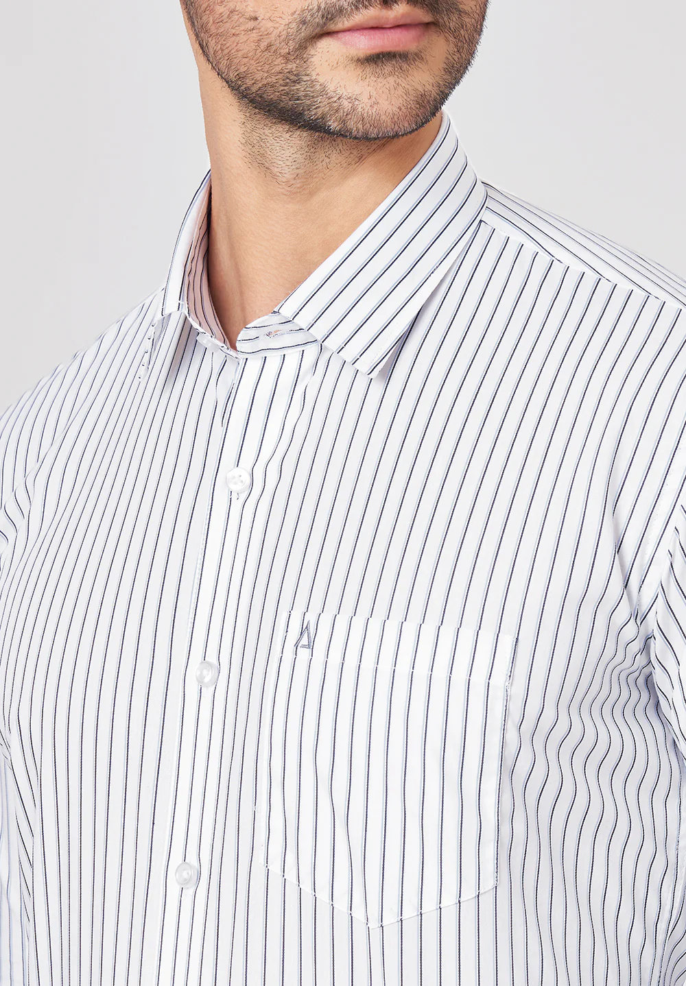 Men White Slim Fit Formal Shirt - Image 2
