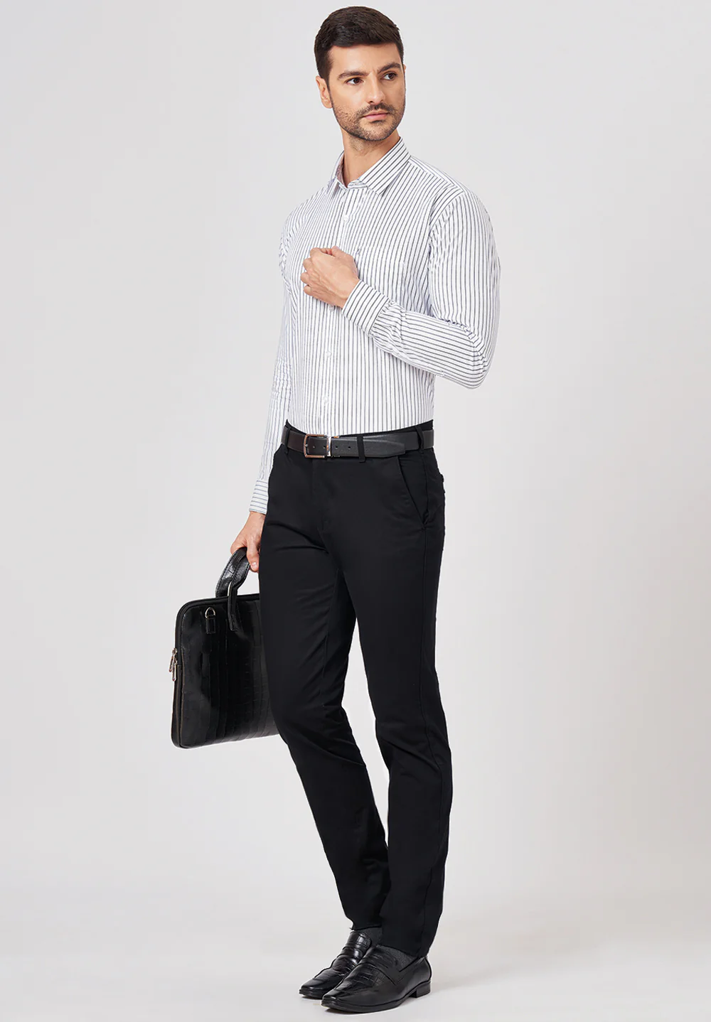 Men White Slim Fit Formal Shirt - Image 3