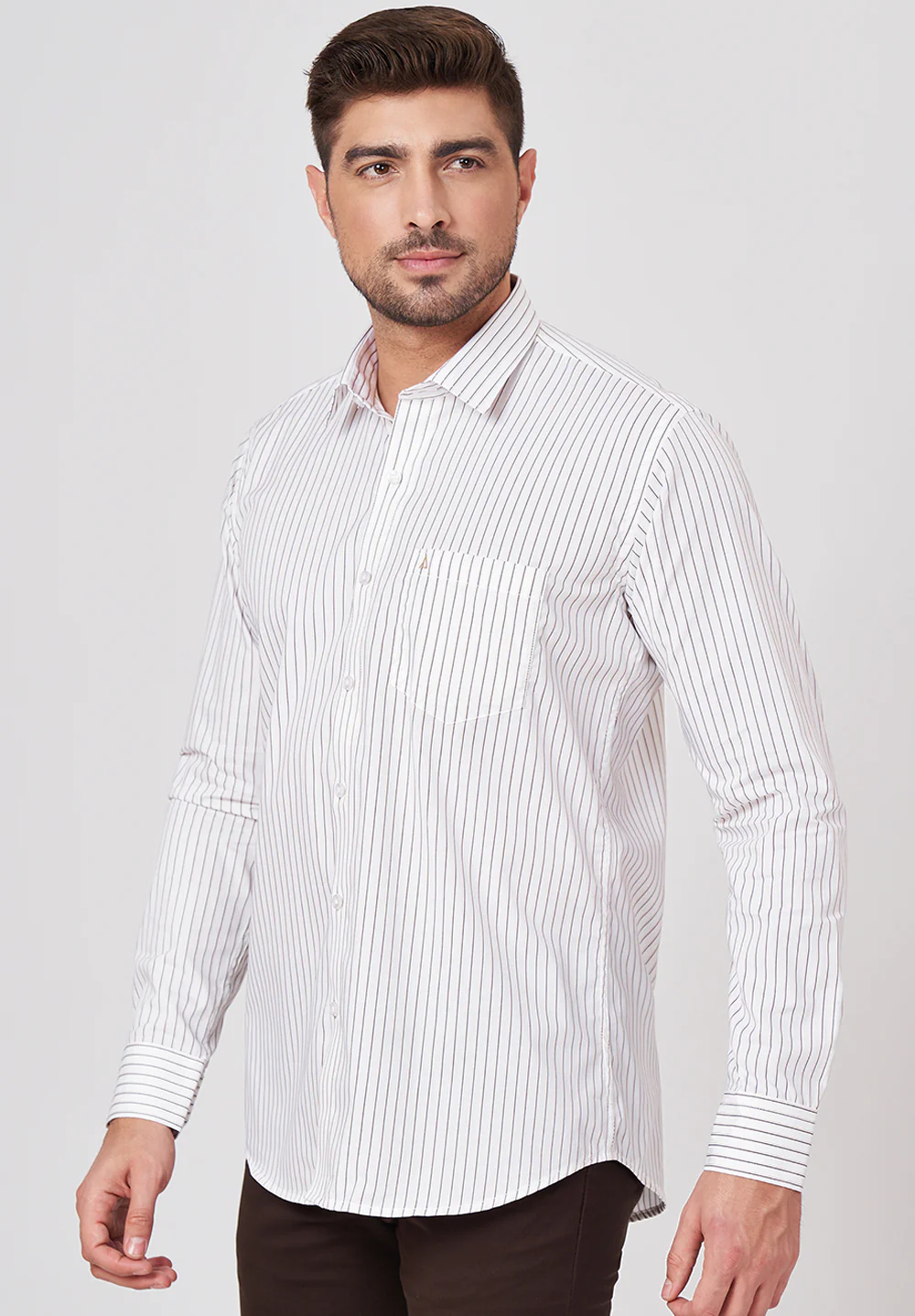 Men White Slim Fit Formal Shirt - Image 2