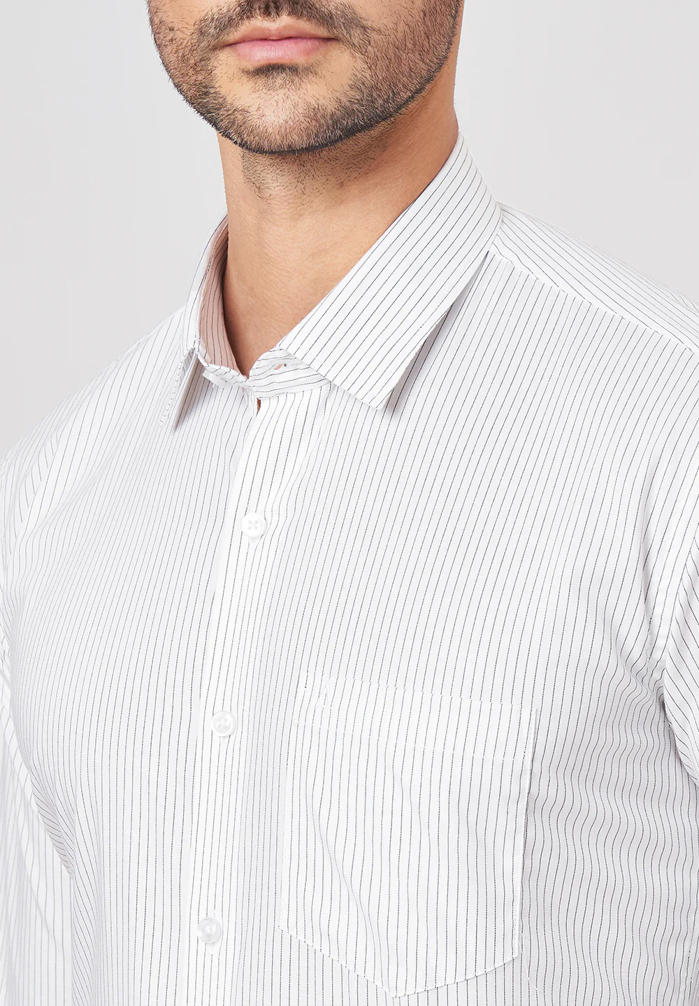 Men White Slim Fit Formal Shirt - Image 4