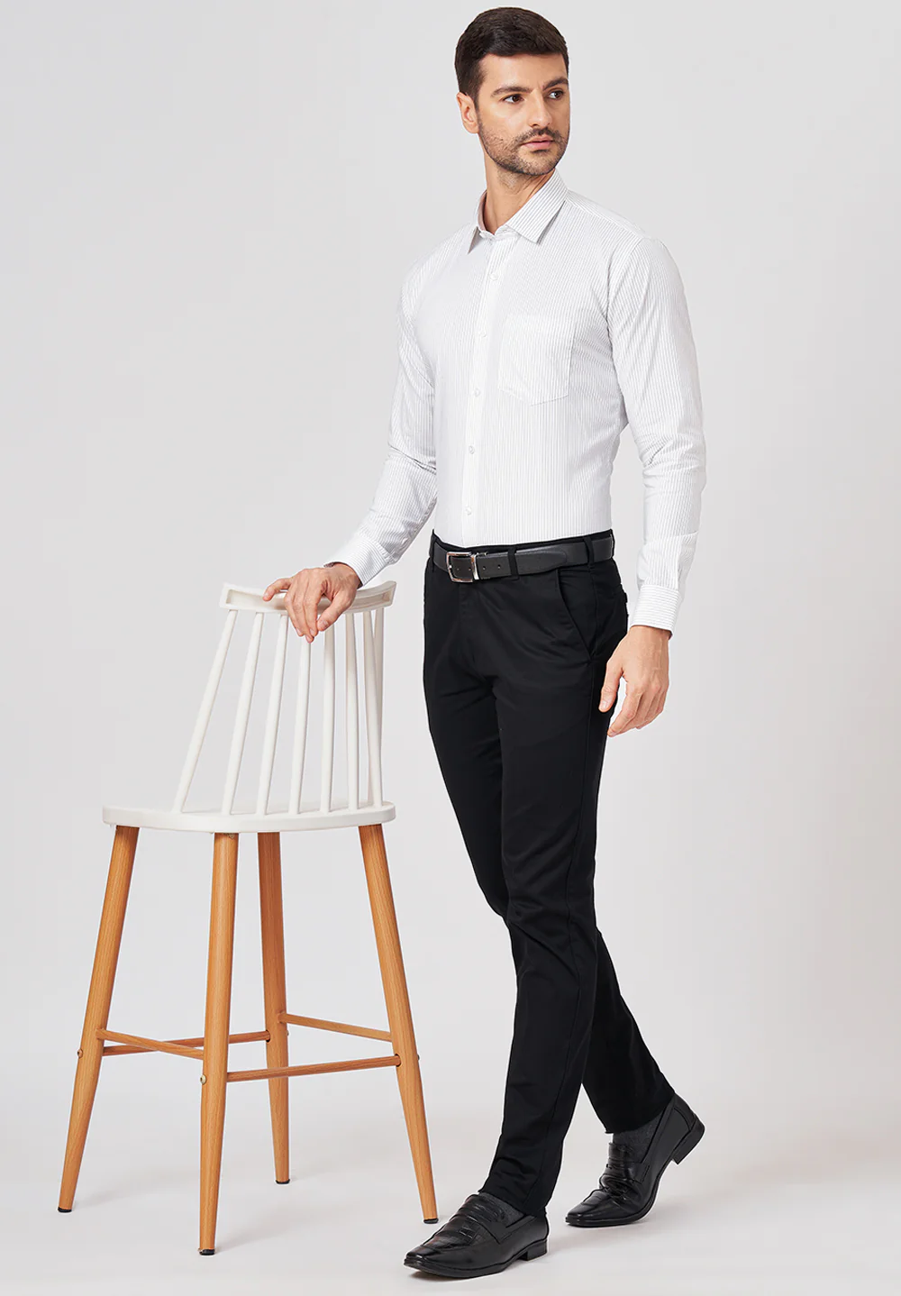 Men White Slim Fit Formal Shirt - Image 5