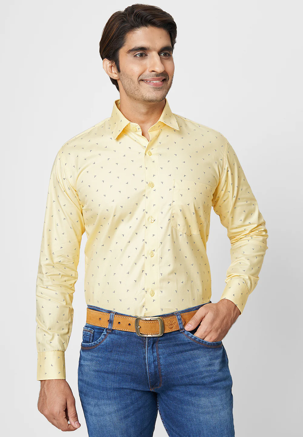 Men Yellow Smart Fit Formal Shirt