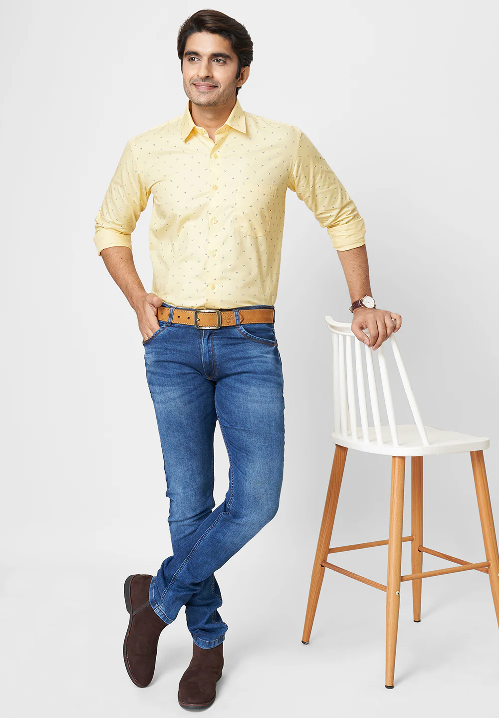 Men Yellow Smart Fit Formal Shirt - Image 4