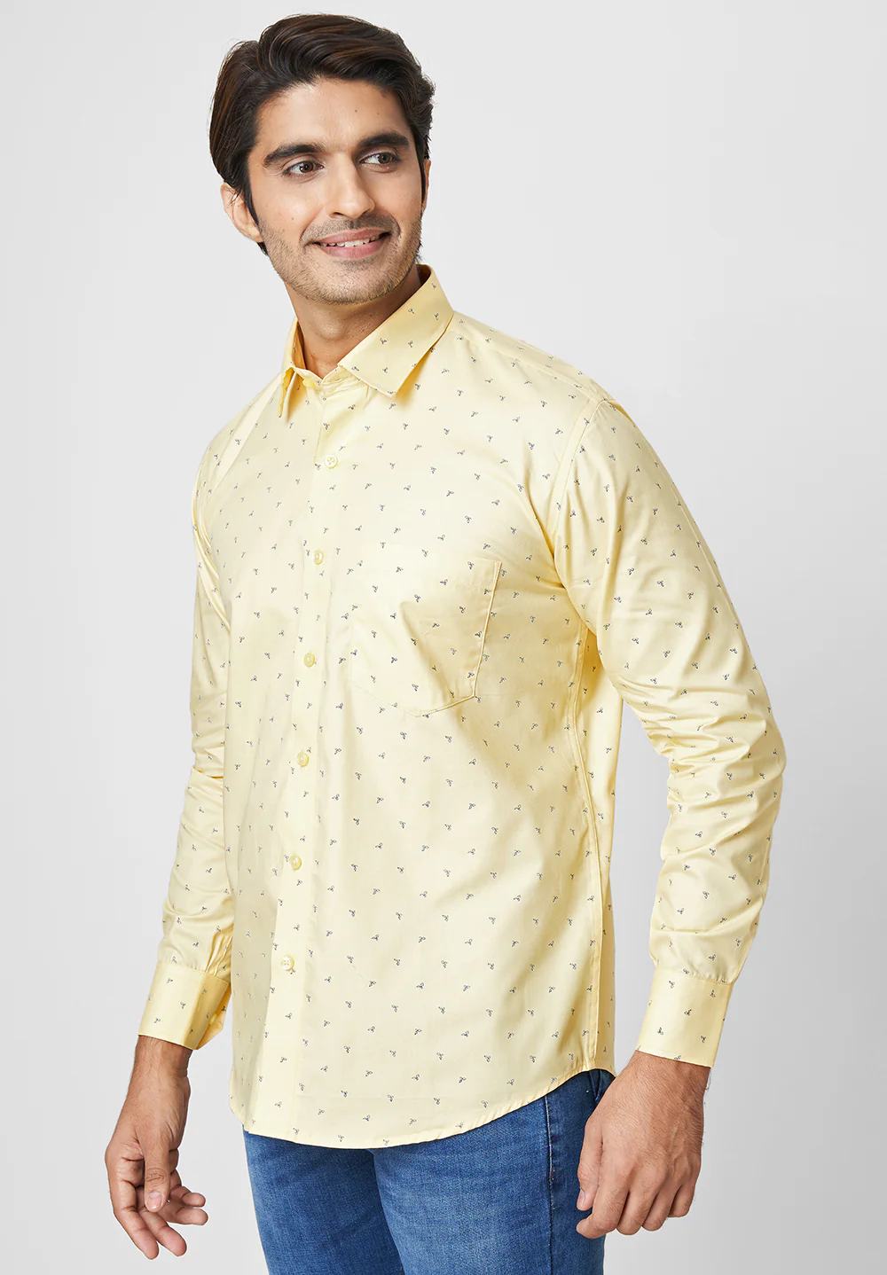 Men Yellow Smart Fit Formal Shirt - Image 5