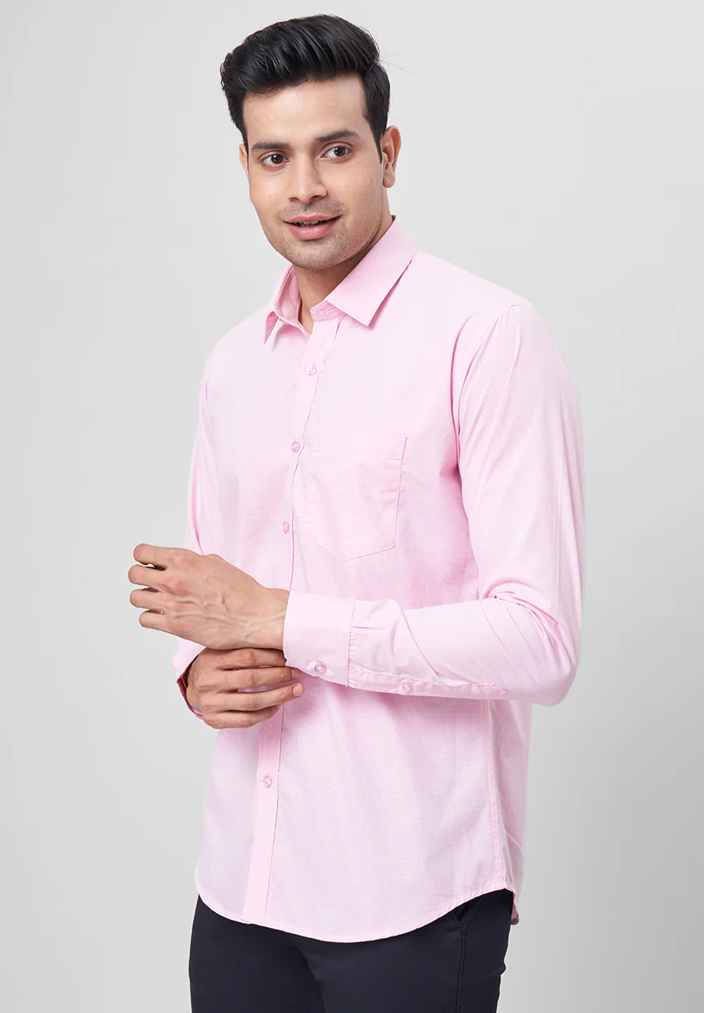Men Pink Slim Fit Formal Shirt - Image 4
