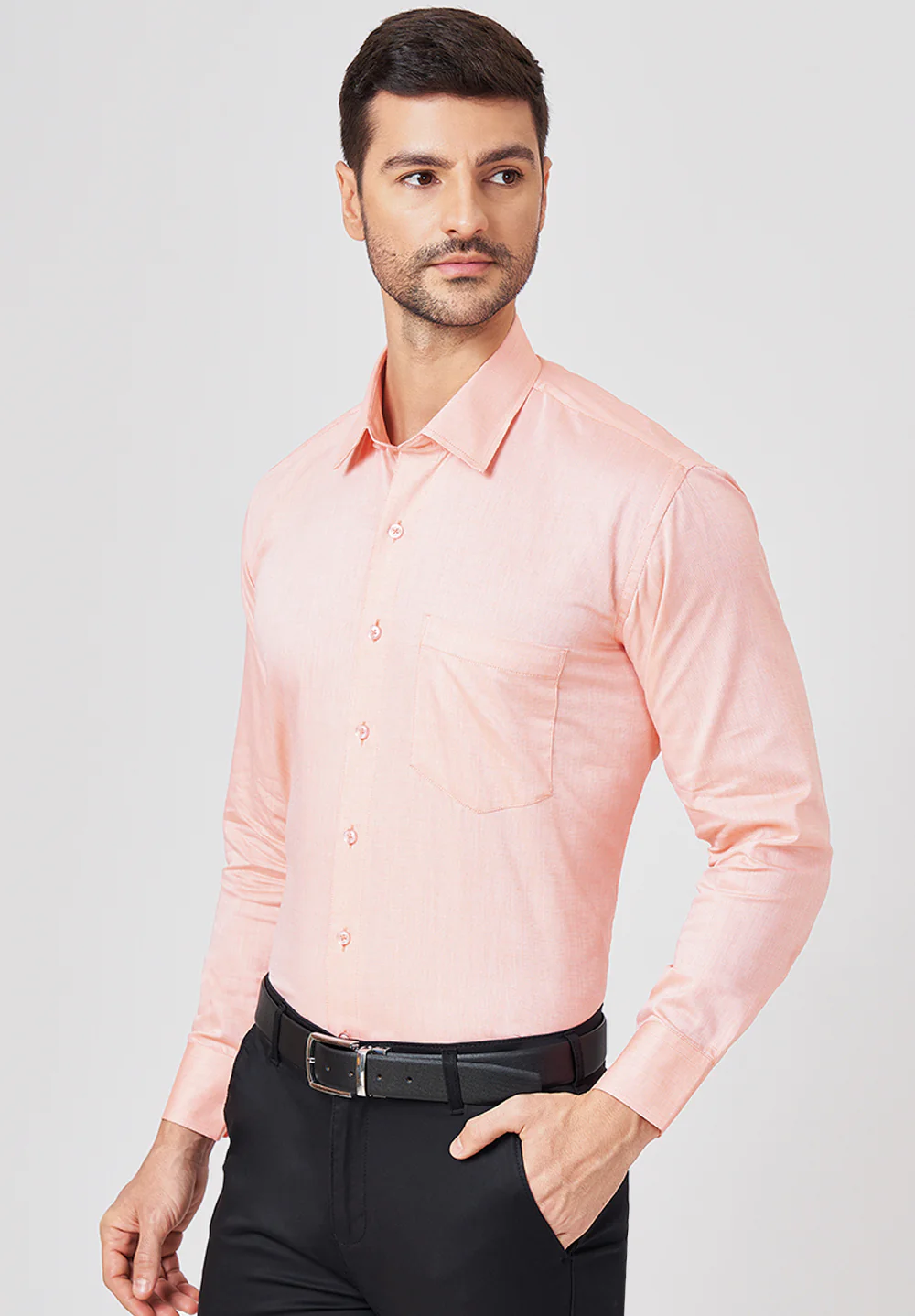 Men Orange Regular Fit Formal Shirt - Image 3