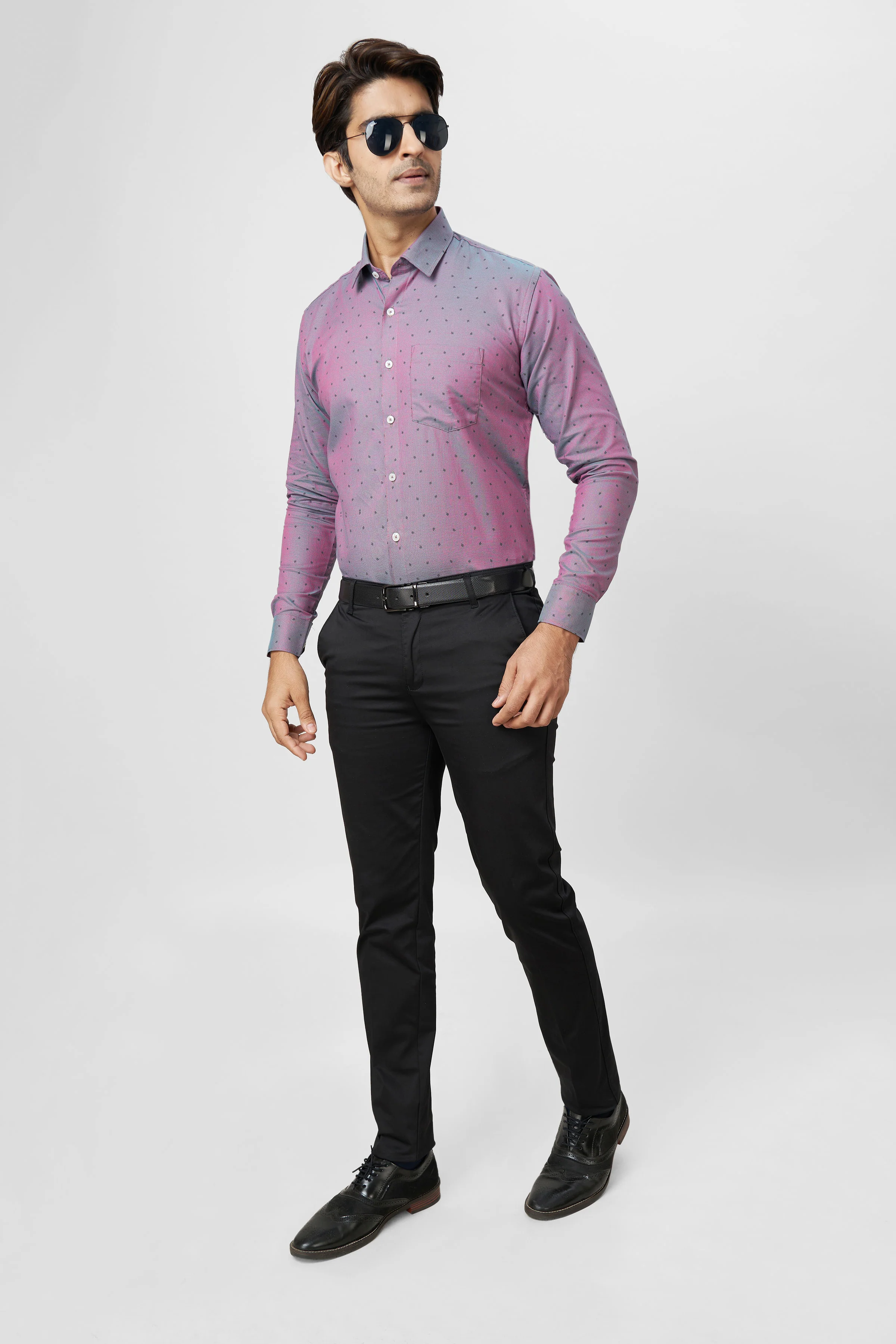 Men Blue Slim Fit Formal Shirt - Image 4