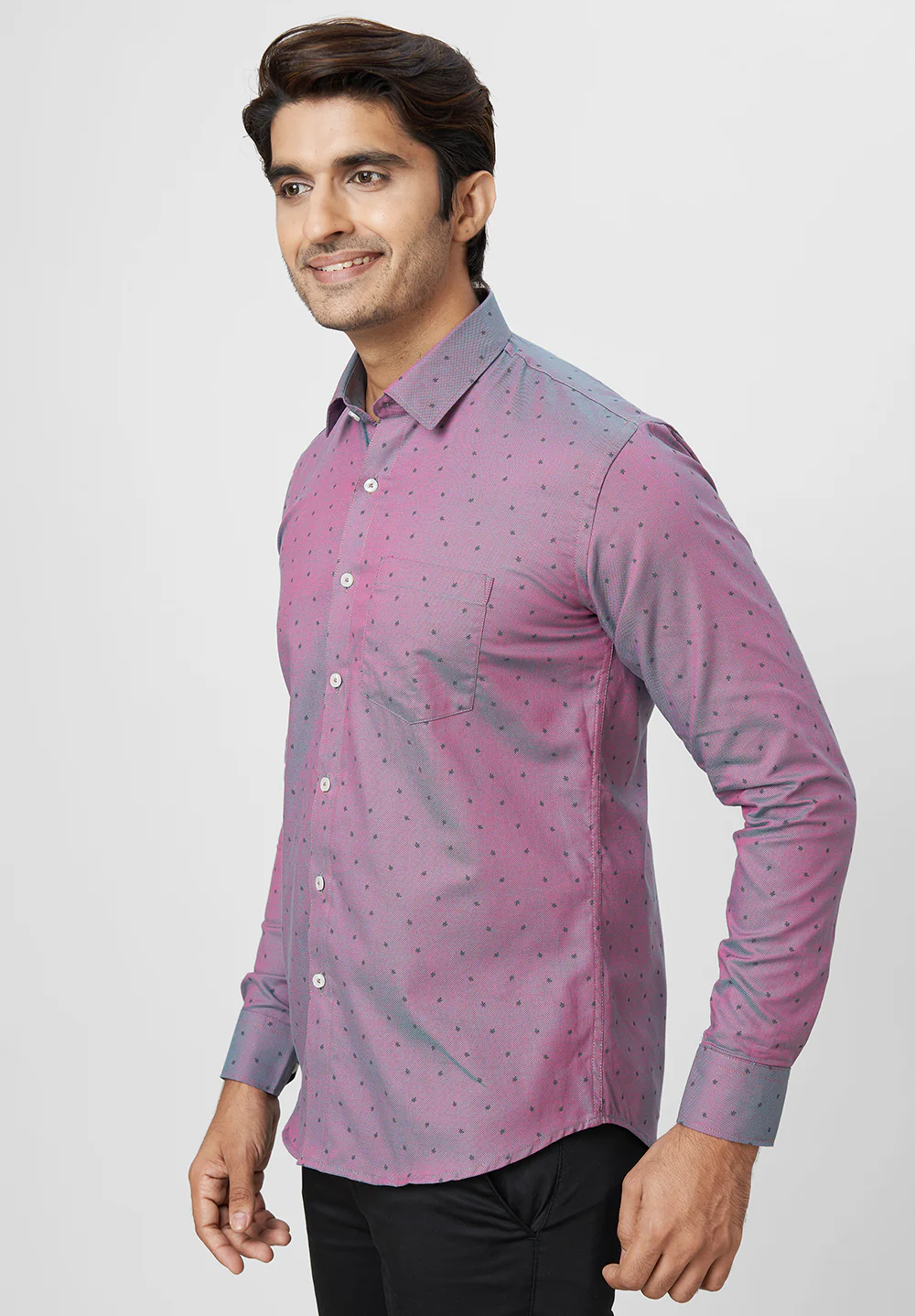 Men Blue Slim Fit Formal Shirt - Image 5